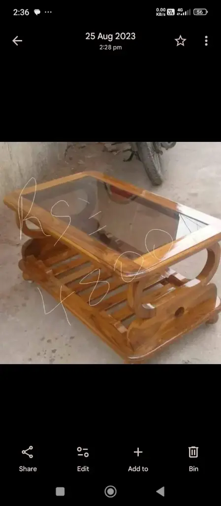 Anda Model With Glass Teak Wood Sagwan polish